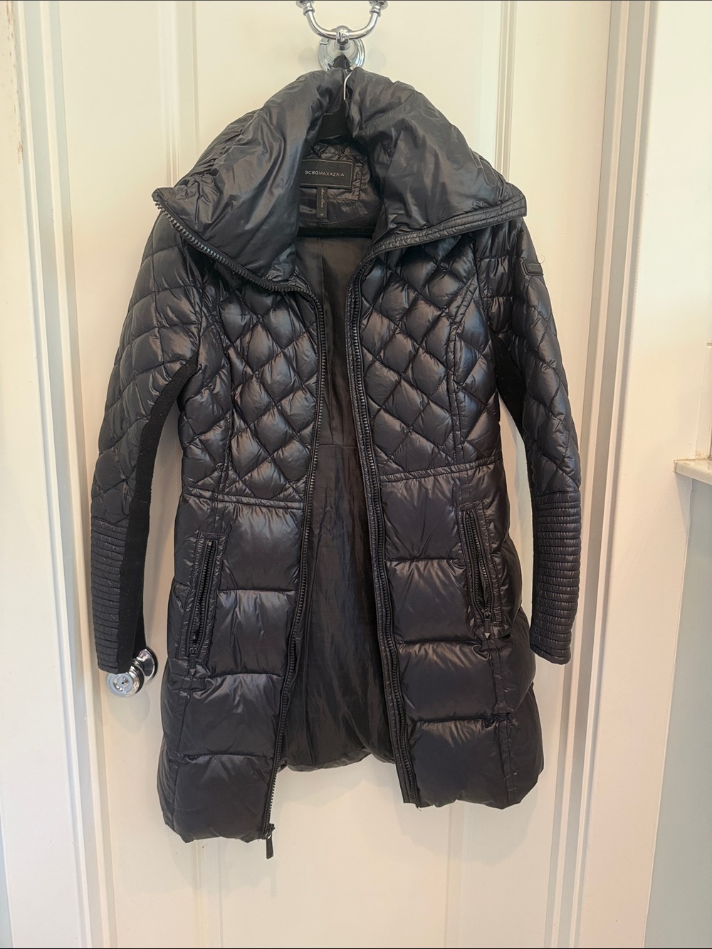 BCBGMaxAzria Black Quilted Long Puffer Coat